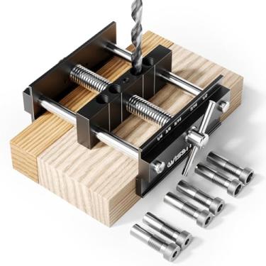 Imagem de WISSTTE Gabarito de cavilha autocentralizante mais gabarito de cavilha de madeira alargado de 15 cm, kit autocentralizante com 6 buchas de guia de broca, gabarito de cavilha para marcenaria