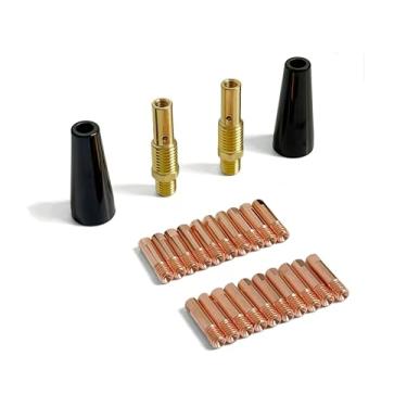 Imagem de Kit de soldagem MIG com 24 peças, núcleo de fluxo, pontas de contato, acessórios de soldador MIG, compatível com Lincoln, Eastwood e mais (0,76 cm e 0,89 cm)