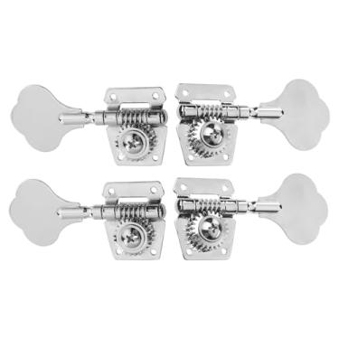 Imagem de DIAO79NI 2L2R Conjunto de afinadores de baixo vintage de engrenagem aberta para afinação de cabeça de máquina, mão esquerda e direita para substituição de baixo Jazz Precision P, cromado