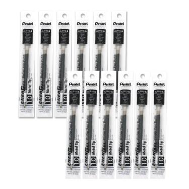 Imagem de Pentel Refil de tinta para caneta de gel líquido BL60 Energel, 1,0 mm, ponta de metal, tinta preta, caixa com 12 (LR10-A-12)