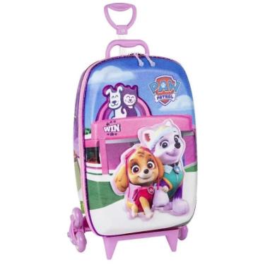 Imagem de Mochila Roda Tripla 3d Patrulha Canina Pet Shop Diplomata Rosa