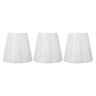 Imagem de 3pcs tecido abajur placo plissado na tom de lâmpada decorativa para luminária de mesa de parede moderna e14 lustres de velas abajur para quarto de sala