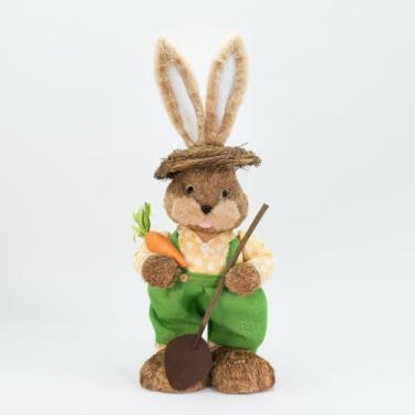 Imagem de Coelho De Páscoa Enfeite em Palha Coelhinho Jardineiro 60cm