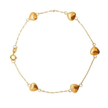 Imagem de Pulseira Feminina Ouro 18k 750 Coração - ZELLO JÓIAS