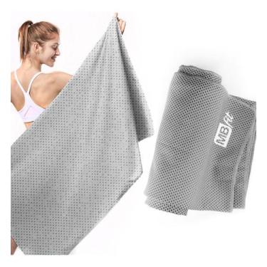Imagem de Toalha Microfibra Refrescante Secagem Rápida Fit Esporte - MBFit, Cinz