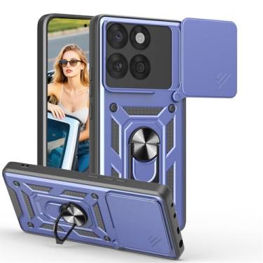 Imagem de Capa CSmall para Motorola Edge 60 Fusion com capa de lente de câmera deslizante, grau militar à prova de choque com anel giratório para Moto Edge 60 Fusion/Edge 60 5G SJ Azul