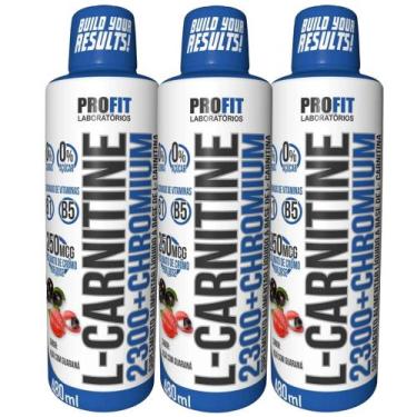 Imagem de 3x L-Carnitine 480ml Termogênico Líquido Sabores - Profit, Açai Com Gu