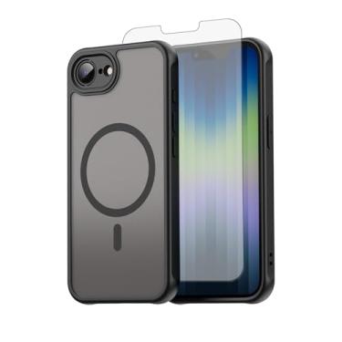 Imagem de Asuwish Capa de telefone para iPhone 16e/SE 2025/SE 4, compatível com Magsafe Magnetic, translúcido fosco traseiro, capa protetora à prova de quedas i Phone16e i16e 16 e SE4 4ª geração 16eCase