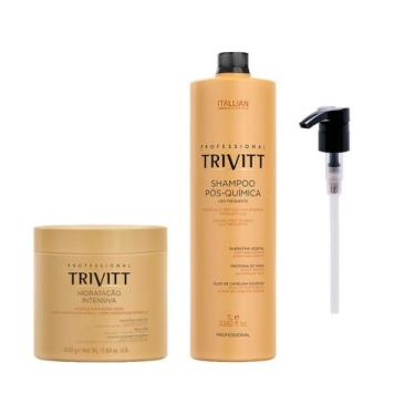 Imagem de Hidratação Intensiva 500g + Shampoo Pós-Química 1L  Trivitt - Itallian