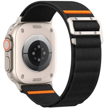Imagem de Pulseira esportiva compatível com Apple Watch Ultra 2 de 49 mm, 46 mm, 45 mm, 44 mm, 42 mm, 41 mm, 40 mm e 38 mm, masculina, pulseira de nylon elástico com gancho G para iWatch séries Ultra 10, SE 9