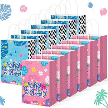 Imagem de MotiMind 24 peças de sacolas havaianas para lembrancinhas de festa de aniversário tropical, sacos de presente com tema de desenho animado tropical, embalagem de petisco de doces e doces para decoração