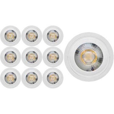 Imagem de KIT 10 SPOT LED REDONDO FIXO SOBREPOR 5W BRANCO QUENTE 3000k BRANCO CT