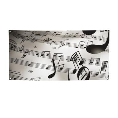 Imagem de Banners e placas de impressão de notas musicais faixa de decoração de festa interna ao ar livre banner personalizado com ilhós sinal de fundo de aniversário pôster foto fundo para evento de casamento