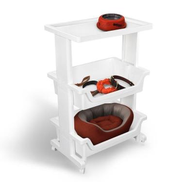 Imagem de Estante Organizadora Plástica Multiuso Com 3 Prateleiras Branca Log Ordene