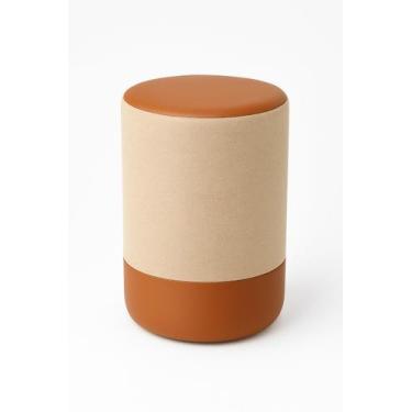 Imagem de Puff Plus Banquinho Redondo Decorativo em Linho Base e Tampo material 