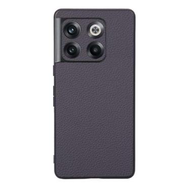 Imagem de Capas Compatível com Oneplus 10T,Design de grão levantado de superfície,Proteção contra queda,Anti impressão digital,Anti arranhões,Aparência de couro de imitação de plástico macio-Grey