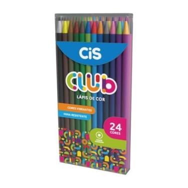 Imagem de Lápis de Cor CiS Club com 24 Cores Vibrantes Mina Resistente Colorido 