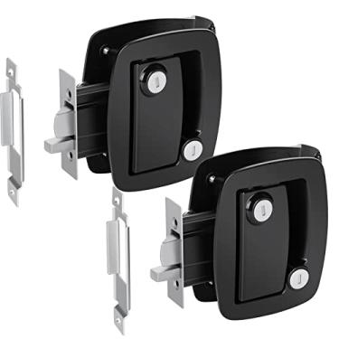 Imagem de BEBOBLY 2 pacotes de fechaduras RV para trailers de viagem, fechadura de porta de entrada RV com fechadura de remo, kit de substituição de trava de porta de trailer de metal 100% liga de zinco, com