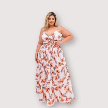 Imagem de Vestido Plus Size Longo Estampado Aberto na Cintura 0661 - Bellucy Mod