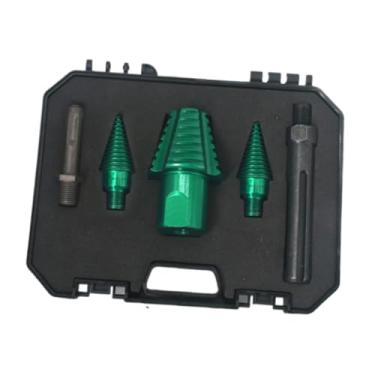 Imagem de WeiLaiKeQi Conjunto de brocas para rachador de madeira, divisor de lenha com 2 alças, para marcenaria e divisão de madeira, Alça Redonda