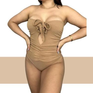 Imagem de Body Feminino sem alça Detalhe Flor Sem Bojo Com Alça de Amarrar no Pe