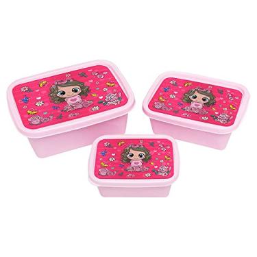 Imagem de KIt 3 Potes Para Alimentos Retangular Rosa 220/420/750 ML 4159 JAguar