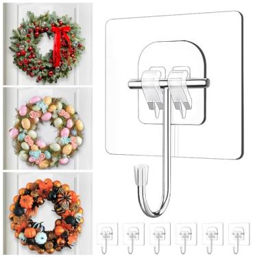 Imagem de JUUBAOOPN Gancho de guirlanda, ganchos para porta da frente, guirlanda para decorações de Halloween, Natal, Páscoa, cabides para porta de vidro, gancho de porta para guirlanda