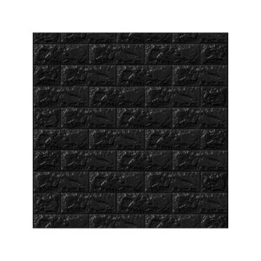 Imagem de Placa Adesiva para Parede Cozinha,Kit 10 Placas 3d Tijolo Branco Adesivo Autocolante DecoraçãO Quarto Sala Banheiro(PRETO)