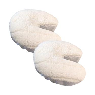 Imagem de 2 conjuntos de capas de apoio de cabeça para mesa de massagem – almofada de apoio de rosto de lã sintética macia, lavável e elástica para cadeira de massagem, descanso de rosto para spa, salão e uso