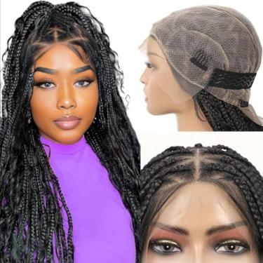 Imagem de SIMIWALI Hd Full Lace Box Trançado Perucas para Mulheres Negras Sem nós Boho Longo Encaracolado Sem Cola Trança Extensões de Cabelo Sintético Natural Lace Front Faux Locs Peruca com Cabelo de Bebê 91