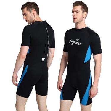 Imagem de LayaTone Roupa de mergulho masculina Shorty de neoprene de 3 mm com zíper nas costas, roupas de mergulho curtas plus size para natação, mergulho, snorkeling, caiaque