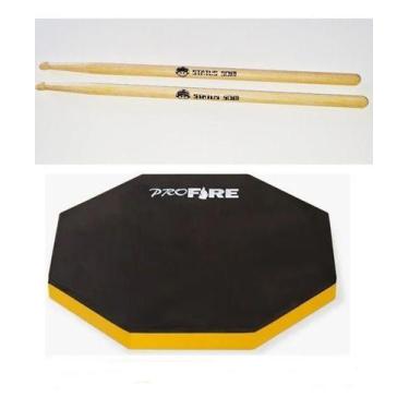 Imagem de Pad Estudo Bateria Praticável Spanking Profire 270 Baquetas, Preto/ama