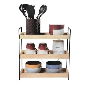 Imagem de Mini Estante Organizadora Madeira 3 Prateleiras 60X40X20Cm - Members M