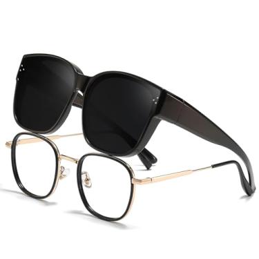 Imagem de Chicid Óculos de direção com visão noturna polarizada para mulheres, lentes amarelas antirreflexo, óculos noturnos, V07 preto/cinza, XG