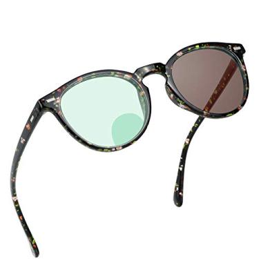 Imagem de YEIN Óculos de leitura bifocais, óculos de sol cinza fotocromático, ampliação de 0,00/+1,00 para homens/mulheres, 05-2123 Marrom floral, 1 Count (Pack of 1)