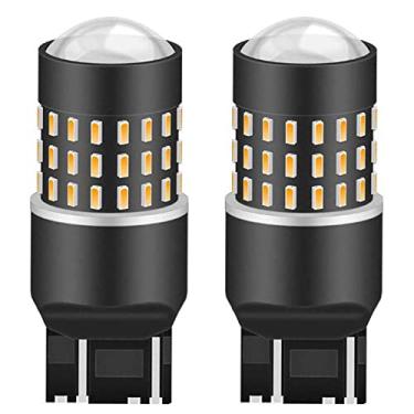 Imagem de NATGIC 7443 7444NA 7440 7440NA Lâmpadas LED extremamente brilhantes 3014SMD 54-EX Chipsets com projetor de lente para seta, luzes de sinalização lateral, luzes piscantes, 12-24V, âmbar (pacote com 2)