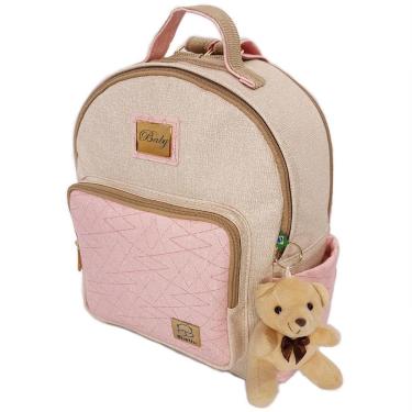 Imagem de Mochila Maternidade Bebe Enxoval Miellu Jeans + Ursinho