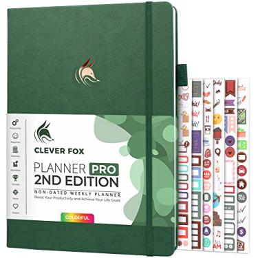 Imagem de Clever Fox Planner PRO 2ª edição – Agenda semanal sem data para definir metas, tarefas e gerenciamento de tempo – Organizador de vida com listas de tarefas e rastreadores de hábitos – grande, 21 x 28