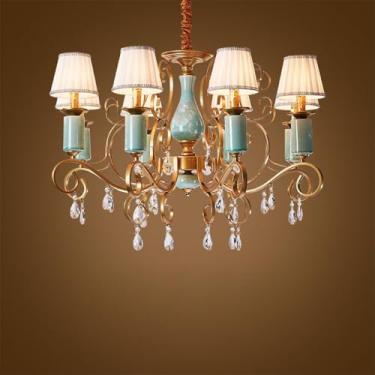 Imagem de Ustre E Lâmpada Pendente LED De Luxo: Estilo Retro Americano Com Toque Europeu, Ideal Para Sala De Estar, Restaurante, Quarto, Estudo, Villa, Hotel E Café (A 8 luzes)