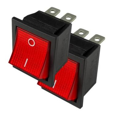 Imagem de Kit 2 chave gangorra 16a 4polos on-off vermelha - LUKMA
