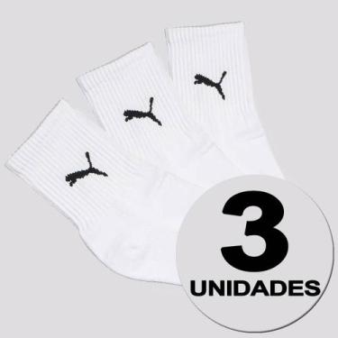Imagem de Kit Meia Puma Esportiva Cano Médio 9 Pares Feminino Branca, 34-39