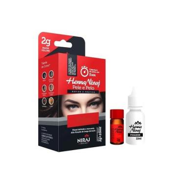 Imagem de Kit Henna Niraj 2gr + Fixador 10ml para Sobrancelhas, LOIRO