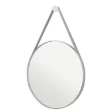 Imagem de Espelho Adnet 80CM Moldura Couro Led Jateado Touch Luz Branca OU Amare