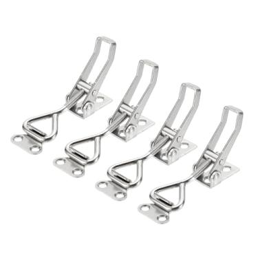 Imagem de HARFINGTON 4 peças de grampo ajustável M5 x 24 mm 99.8 kg capacidade de retenção 4001 estilo trava de liberação rápida grampos ferrolho para tampa de defumador gabarito caixa de ferramentas, prata