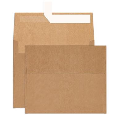 Imagem de Envelopes A2 Brown Kraft Pacote com 100, Goefun Envelopes de cartão imprimíveis 4,375 x 5,75 autoselo para fazer cartões, fotos, convites, casamentos, formatura, chá de bebê, 120 GSM