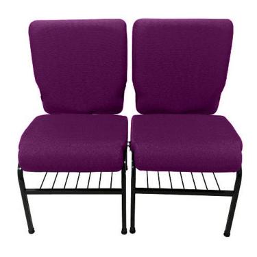 Imagem de 02 Cadeiras para Igrejas c/ Porta Biblía e Porta Cálice Roxo