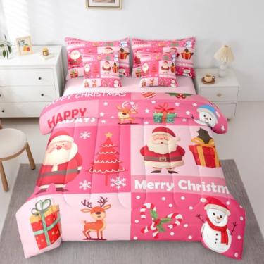 Imagem de Feelyou Conjunto de edredom de Natal com 7 peças, solteiro, decoração de Natal, para crianças, meninos, meninas, decoração de quarto de feliz ano novo