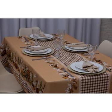 Imagem de Toalha de Mesa Linhão Premium Decorativa 4 e 6 Lugares – Estilo Rústico e Elegante para Sala de Jantar e Cozinha (Barrado Xadrez,2,10 x 1.40 Mesa 6 Lugares)