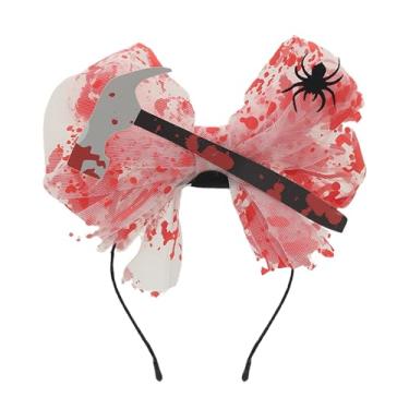 Imagem de KEPATO Faixa de cabeça de Halloween com laços, martelo de faca falsa, acessório de fantasia assustadora para festa, cosplay, decoração de casa assombrada, Martelo, tamanho �nico