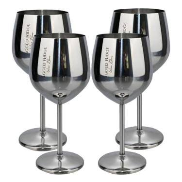 Imagem de Jagged Ridge Wine Rooms Taça de vinho de aço inoxidável com haste prateada - taça de vinho de aço elegante para festas, piqueniques e ocasiões especiais - Feita para todos os entusiastas de vinho -